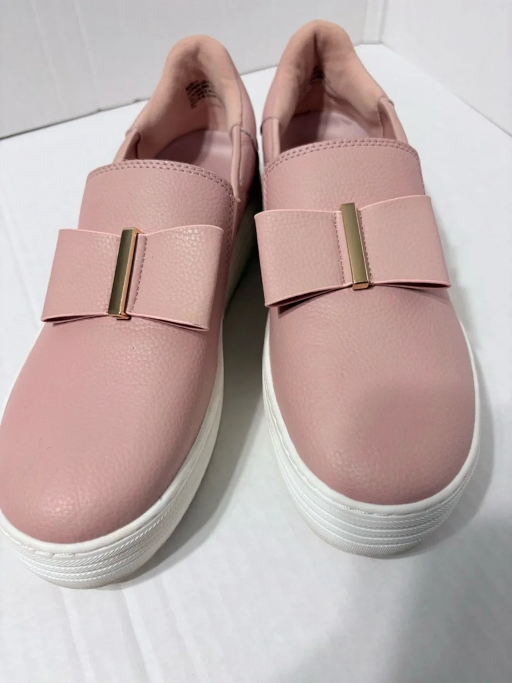 Joy Luxe Bow Slip-on Leather Platform Sneakers Blush Pink   Orthotic Insoles 8